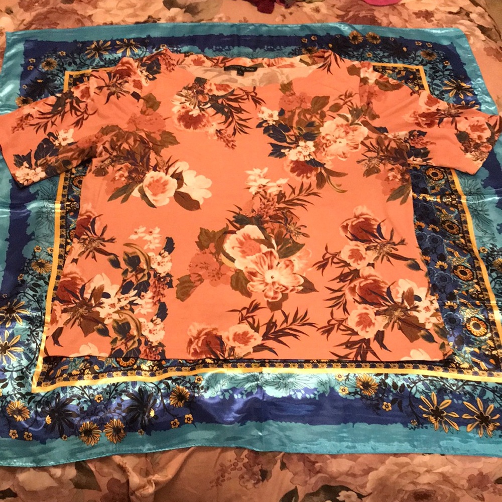 Pink floral blouse